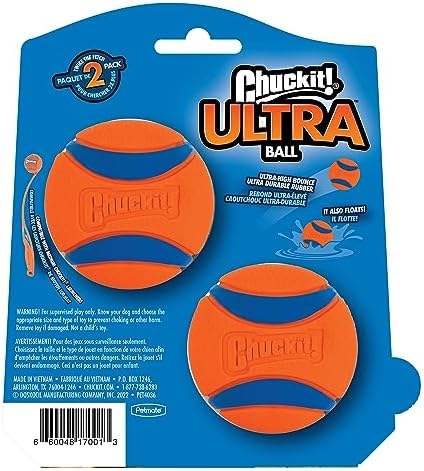 Chuckit! Ultra Ball Dog Toy - Medium Bouncy Fetch Balls For Dogs 20-60 lbs - Made from Durable Rubber - Floating Water Pet Toys - Size Medium - 2.5-inch Diameter - Pack of 4