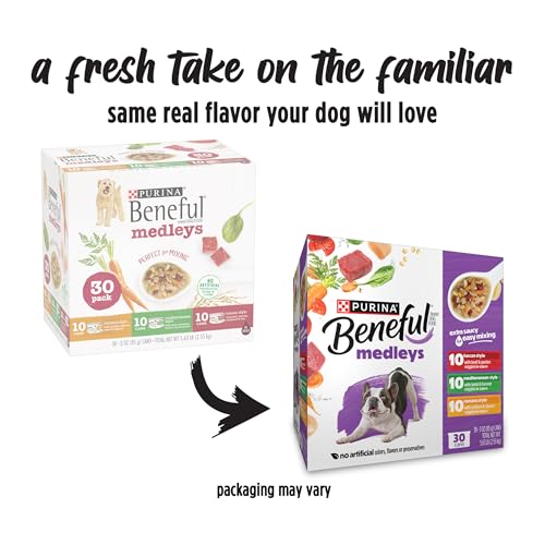 Purina Beneful Medleys Wet Dog Food Variety Pack with Tuscan, Romana, and Mediterranean Style Dog Food in Dog Gravy, 30 Pack - (Pack of 30) 3 oz. Cans