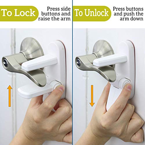 Door Lever Lock (2 Pack) – Prevents Toddlers from Opening Doors – Easy One-Hand Operation for Adults – Durable ABS with 3M Adhesive Backing – No Tools Needed for Install