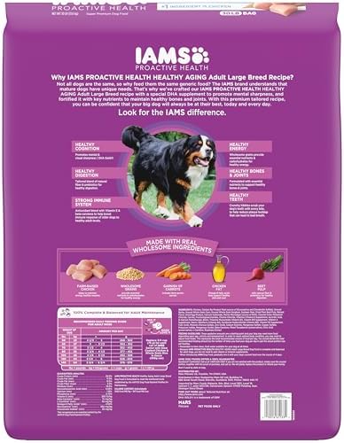 IAMS Proactive Health Healthy Aging Large Breed Dog Food for Mature and Senior Dogs with Real Chicken, 30 lb. Bag