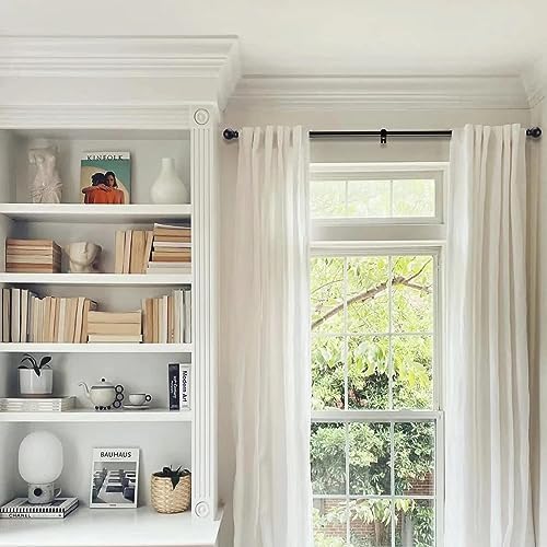 2 Pack Black Curtain Rods for windows 32 to 48 inch, 5/8 inch Splicing Heavy Duty Metal Curtain Rod Set with Brackets