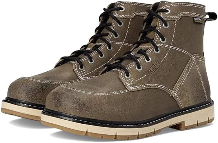 KEEN Utility Women's San Jose 6” Alloy Toe Waterproof 90 Degree Heel Work Boots, Steel Grey/Gum, 8
