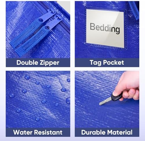 TICONN 6 Pack Extra Large Moving Bags with Zippers & Carrying Handles, Heavy-Duty Storage Tote Moving Boxes for Space Saving