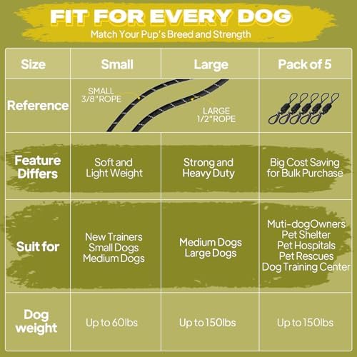 Fida Durable Slip Lead Dog Leash, 6 FT x 1/2" Heavy Duty Dog Loop Leashes, Comfortable Strong Rope Slip Leash for Large Medium Dogs, No Pull Pet Training Lead with Highly Reflective(1/2", Black)