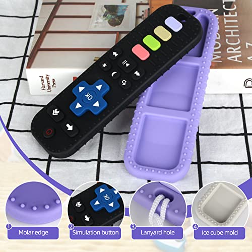 Chuya Silicone Baby Teether Chew Toy for Babies 0-6 Months 3-24 Months, Teething Relief Baby Toys for Infants Remote Control Shape (3 Pack)