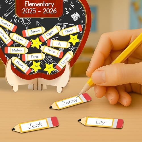 Personalized Apple Classroom Board β 2025-2026 Teacher Name Sign with Student Pencil Tags β Back to School Classroom Decor, Teacher Appreciation Gift