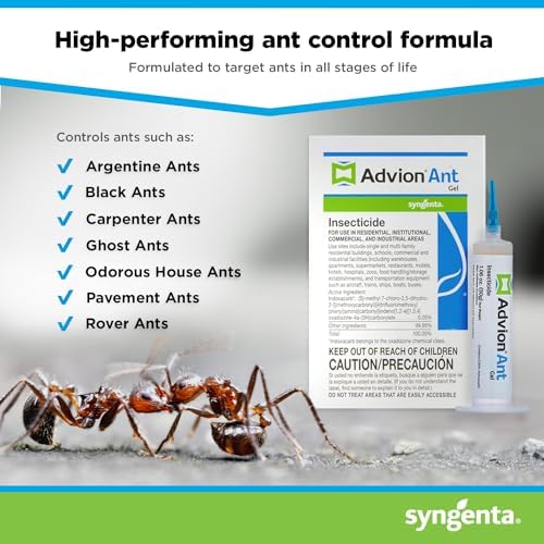 Advion Ant Gel Bait, 1 30-Gram Tube, 1 Plunger and 1 Tip, Effective Bait, Formulated with 0.05% Indoxacarb, Indoor and Outdoor Use, Killer Gel for Control of Most Major Ant Species
