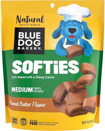 Blue Dog Bakery Natural Dog Treats, Softies, Peanut Butter Flavor, 16.2oz Bag, 6 Bags