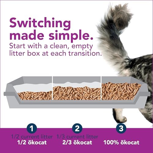 ökocat Less Mess Low Tracking Wood Clumping Cat Litter Mini- Pellets, Unscented, 14.8 pounds - Natural Ingredients, Stops Odor, Clumps Solid, 99% Dust Free, Great for Long-Hair Breeds, All Cats