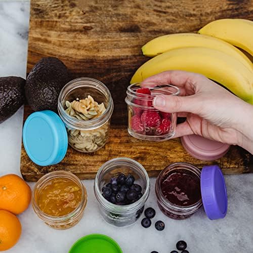 WeeSprout Glass Baby Food Storage Jars w/Lids (4 oz, 12 Pack Set) Snack, Puree, Reusable Small Containers, Breast Milk, Fridge or Freezer, Microwave & Dishwasher Safe, Essential Must Have for Infants