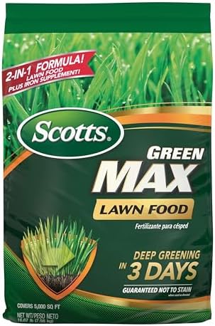 Scotts Green Max Lawn Food, Lawn Fertilizer Plus Iron Supplement for Greener Grass in 3 Days, 5,000 sq. ft., 16.67 lbs.