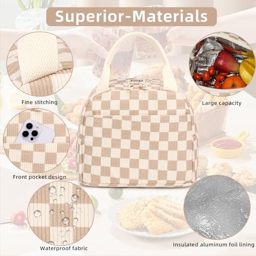 LEDAOU Lunch Box for Women Insulated Lunch Bag Corduroy Lunch Tote Bags Leakproof Cooler Lunch Case for Travel Work Picnic