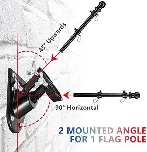Barcetine American Flag Poles for Outside House - 5ft Tangle Free Flag Pole for House with Holder Bracket,Residential Flagpole Kit for Outdoor Porch Garage - Black