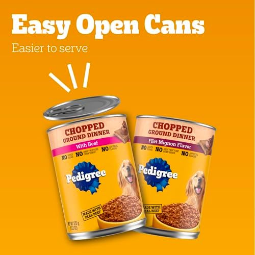 Pedigree Chopped Ground Dinner Wet Dog Food Filet Mignon & Beef Variety Pack, 13.2 oz. Cans (12 Count, Pack of 1)