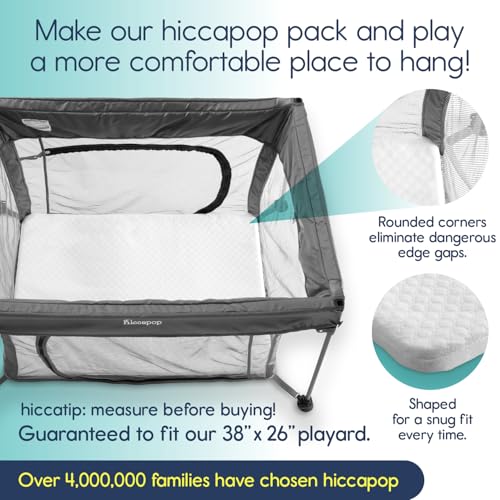 hiccapop Pack and Play Mattress Pad (38"x26"x1.5"), Playard Pad, Portable Crib Mattress, 1.5" Thick