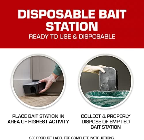 Tomcat Rat and Mouse Killer Disposable Stations for Indoor/Outdoor Use: Child and Dog Resistant, Pre-Filled, Easy Monitoring, 2-Pack