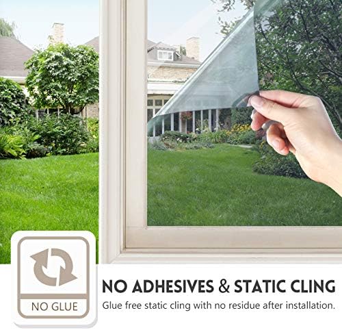 KESPEN Window Privacy Film One Way Reflective Daytime Privacy Heat Blocking Anti UV Mirror Window Tint for Home and Office, Black-Silver, 35.4 Inch X 6.5 Feet