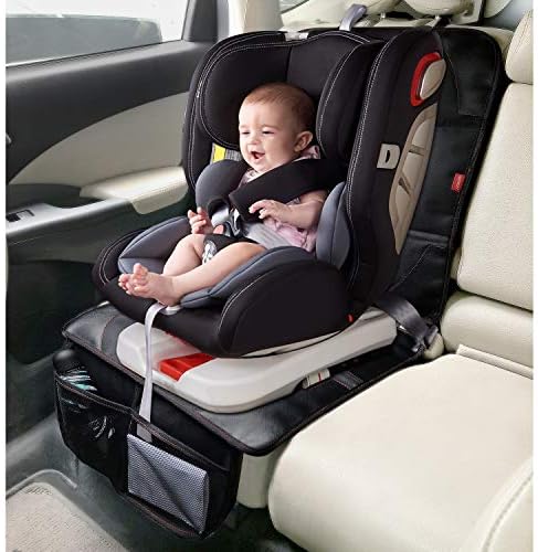 Car Seat Protector, 2 Pack Carseat Protector with Thick Padding, Baby/Pets for Child Car Seat-Mesh Pockets-Waterproof-Universal Size(Black)