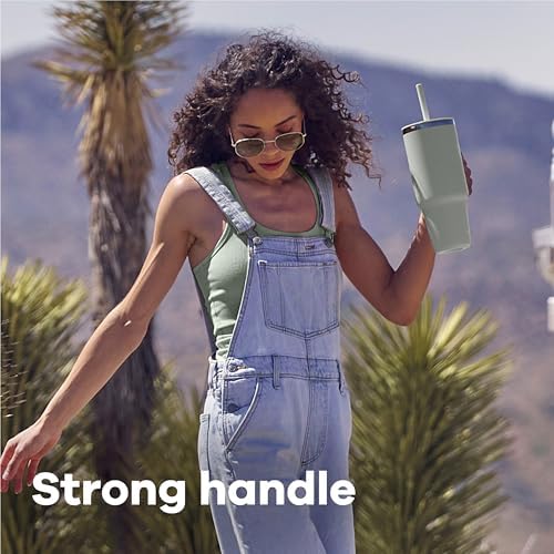 Hydro Flask 40 Oz Travel Tumbler with Handle, Lid and Straw - Insulated Stainless Steel in Black Cherry Rose Gold