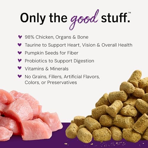 Stella & Chewy's Freeze-Dried Raw Cat Dinner Morsels - Premium Chicken Recipe with 98% Cage-Free Meat & Organs - Natural Grain-Free Cat & Kitten Food - Made in USA - 3.5 oz