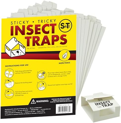 S&T INC. Insect Traps, 60 Count, Glue Traps for Brown Recluse, Hobo Spiders, Black Widows, Use in Home, Basement or Garage, or Utility Rooms for Pest Control