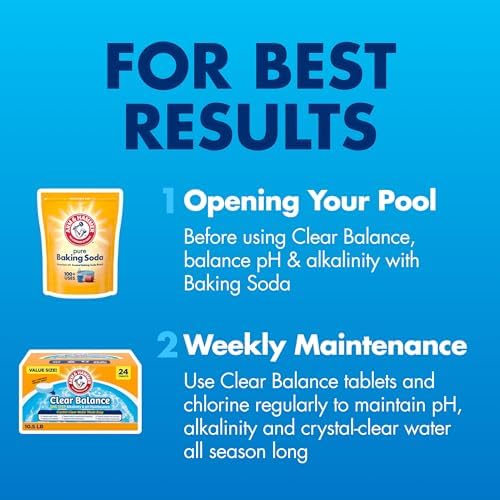 ARM & HAMMER Clear Balance Swimming Pool Alkalinity pH Maintenance Tablets, White, 1 Pack, 24 Count