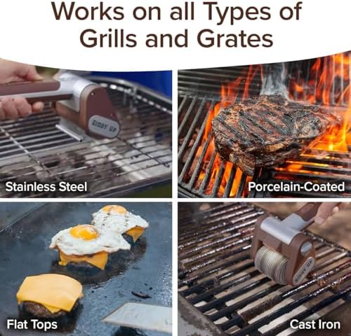 HorsePower Giddy Up Grill Cleaner AS-SEEN-ON-TV! – Cordless, Rechargeable BBQ Tool with 350 RPM Stainless Roller, LED Light – Patents Pending – From BulbHead, a Family-Owned American Brand