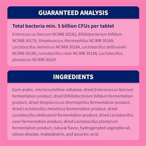 Nutramax Proviable Probiotics for Dogs, Daily Digestive Health Supplement with Multiple Strains of Bacteria, Dog Probiotics Plus Prebiotics, 60 Chewable Tablets