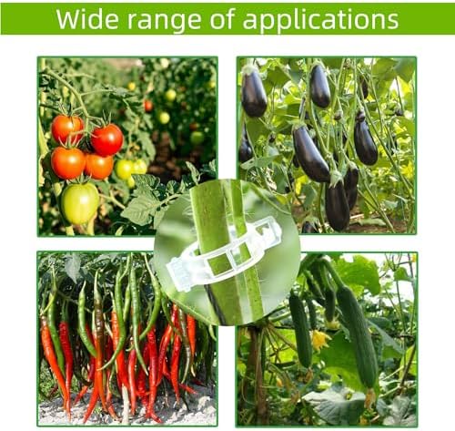 300 Pcs Plant Support Clips,Plastic Clips for Securing Plants,Tomato Vine Clips,Plant Fixing Clips,Garden Clips for Climbing Plants,Grape and Vine Vegetables (300, Green)