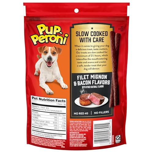 Pup-Peroni Filet Mignon & Bacon Flavor Dog Treats, 5.6 Ounce (Pack of 8)