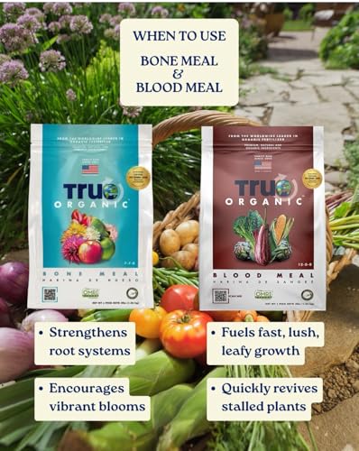 True Organic Blood Meal – High-Nitrogen Organic Fertilizer for Rapid Vegetative Growth – 3lb Bag Covers 104 Sq. Ft.
