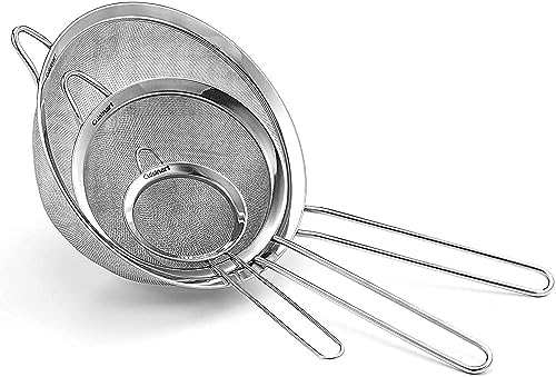 Cuisinart Mesh Strainers, 3 Count Set, CTG-00-3MS & CTG-00-SMP Stainless Steel Measuring Spoons, Set of 4 & CTG-00-SMC Measuring Cups, Set of 4, Silver