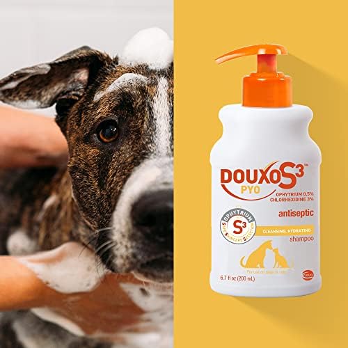 Douxo S3 Pyo Shampoo, Contains 3% Chlorhexidine & 0.5% Ophytrium, Antiseptic & Hydrating, For Bacterial or Yeast Skin Infections, For Dogs and Cats, 6.7 fl. oz. (200mL)