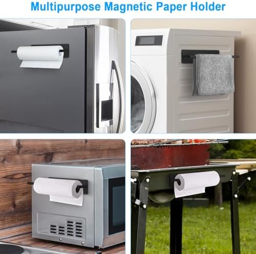 Magnetic Paper Towel Holder, Toilet Paper Roll Holder Magnetic Towel Rack Wall Mount Fridge Organizer for Paper Towels Rolls Bathroom Toilet Pantry RV Kitchen Organizers and Storage 2 Pack
