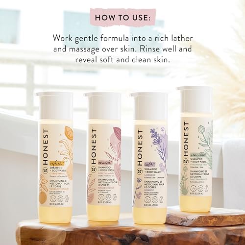 The Honest Company 2-in-1 Cleansing Shampoo + Body Wash and Face + Body Lotion Bundle | Gentle for Baby | Naturally Derived | Lavender Calm, 18.5 fl oz
