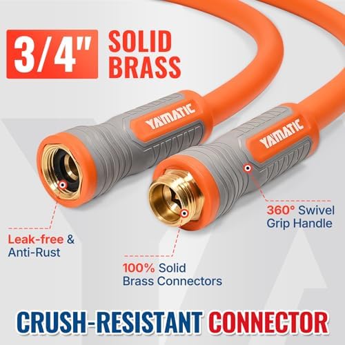 YAMATIC Heavy Duty Short Garden Hose 5/8 in x 5 ft with Swivel Fitting, Super Flexible Leader hose,All-weather, Lightweight, Burst 600 PSI