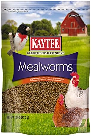 Kaytee Wild Bird Food Mealworms For Bluebirds, Wrens, Robins, Chickadees, Woodpeckers, Cardinals & Chickens, 2 Pound