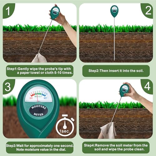 XLUX Long Probe Deep Use Soil Moisture Meter, Water Monitor Indicator Sensor, Hygrometer for Outdoor Indoor Large Pot Plants, Flower, Gardening, Farming
