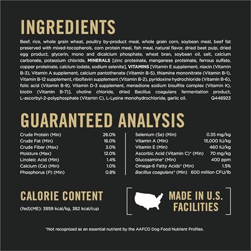 Purina Pro Plan Complete Essentials Shredded Blend Beef and Rice Dog Food Dry Formula with Probiotics for Dogs - 35 lb. Bag