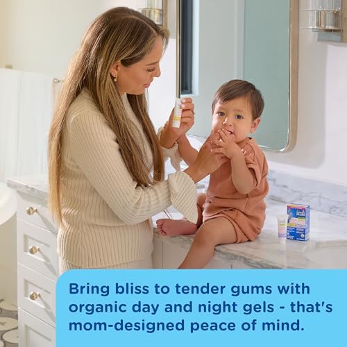 Mommy's Bliss Organic Little Gums Soothing Massage Gel Day and Night Combo, Great for Teething Babies, Age 2 Months+, Sugar Free, Mild & Sweet Flavor, 2 - 0.53 Oz Tubes (Pack of 1)