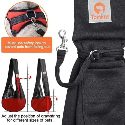 Tomkas Small Dog Sling Carrier - Classic Pocket & Classic Strap - for 3-10 lbs Pets(Black)