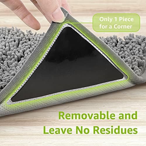 Rabenda 12 Pcs Rug Tape, Non Slip Rug Pads Grippers for Hardwood Floors and Tiles, Reusable Carpet Tape for Area Rugs, Double-Sided Adhesive Rug Stickers Keep Corners Flat (Black)