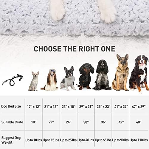 KSIIA Washable Dog Bed Deluxe Plush Dog Crate Beds Comfy Kennel Pad Anti-Slip Pet Sleeping Mat for Large, Jumbo, Medium, Small Dogs Breeds, 35" x 23", Gray
