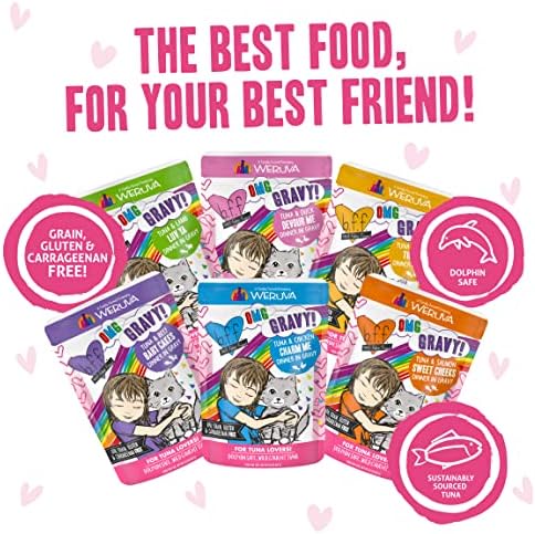 Weruva B.F.F. OMG - Best Feline Friend Oh My Gravy!, Rainbow A Gogo Variety Pack! Cat Food, 3oz Pouch (Pack of 12)
