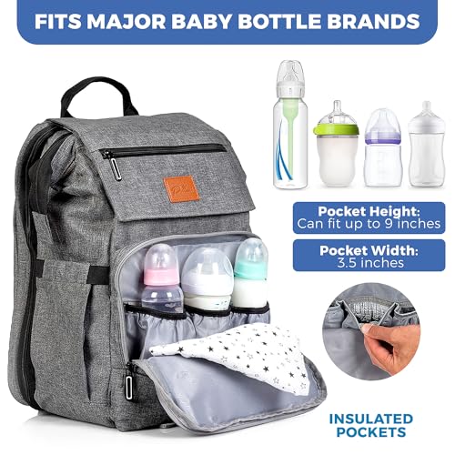 PILLANI Baby Diaper Bag Backpack - Large Bag for Boys & Girls - Diaper Backpack - Travel Diaper Bags w/Changing Pad, Baby Registry Search & Shower Gifts - Essentials Must Haves Newborn Stuff for Mom
