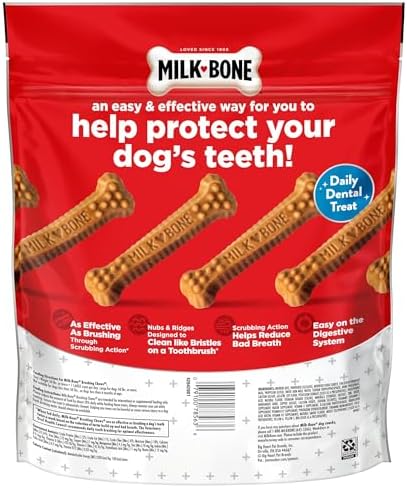 Milk-Bone Brushing Chews Daily Dental Dog Treats, Chicken Flavor, Large, 25 Count