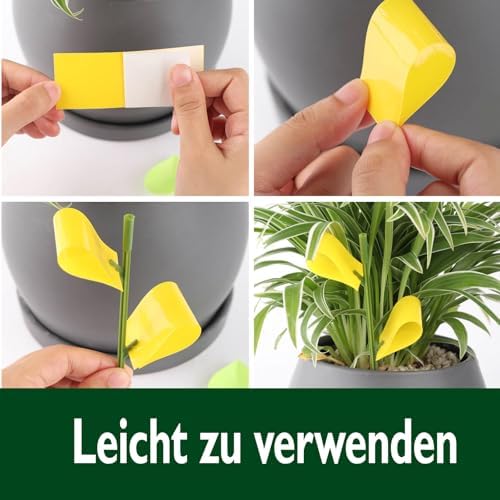 Garsum 42 Traps Sticky Houseplant Traps Gnat Yellow Insect Trap Indoor Fruit Fly Stakes Trap