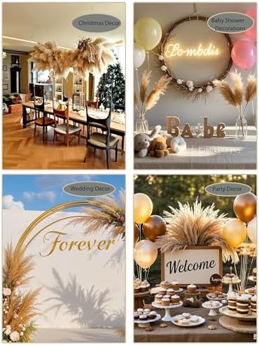 126pcs Dried Pampas Grass Decorations, Dried Flowers, Dried Bouquet in Vase, Reed Grass Bouquet for Bohemian Floral Home Wedding, Table Centerpieces, Rustic Farmhouse Decor. (Vase Not Included)