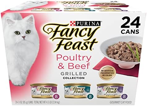 Purina Fancy Feast Grilled Wet Cat Food Poultry and Beef Collection Wet Cat Food Variety Pack - (Pack of 24) 3 oz. Cans