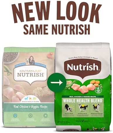 Nutrish Dry Dog Food, Real Chicken & Veggies Recipe Whole Health Blend for Adult Dogs, 40 lb. Bag, Packaging May Vary (Formerly Rachael Ray)